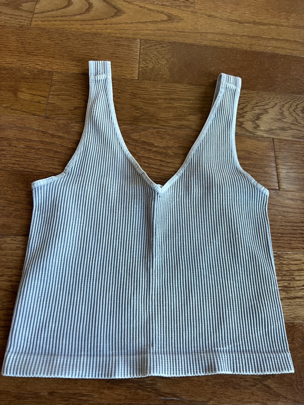 Nikibiki Ribbed V-Neck Tank Top in grey